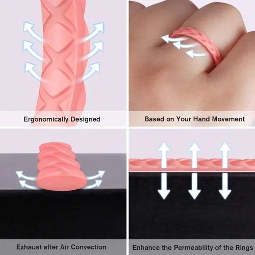 Miniatura 6 de Egnaro Silicone Ring Women, Stackable Braided Rings for Women, Breathable Inner Arc Rubber Rings Women, Unique Design Silicone Wedding Bands Women