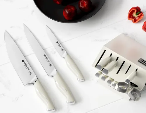 Miniatura 5 de BRODARK Juego de cuchillos de cocina con bloque y afilador integrado, 15 piezas de cuchillos de chef profesionales de espiga completa, juego