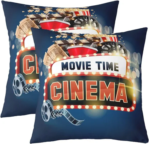 Juego de 2 fundas de almohada con temática de película, fundas de almohada vintage para niños y adolescentes, fundas de cojín decorativas para Multi