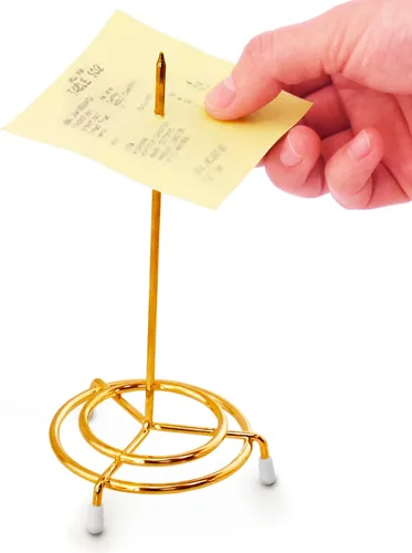 Miniatura 3 de New Star Foodservice 23770 Soporte de husillo de cheque chapado en latón para recibos, 6.5 pulgadas, dorado