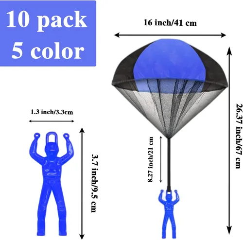 Miniatura 2 de Juuxncgv Paquete de 10 juguetes de paracaídas, paracaídas de juguete sin enredos, juguetes voladores para niños, regalos (5 colores)