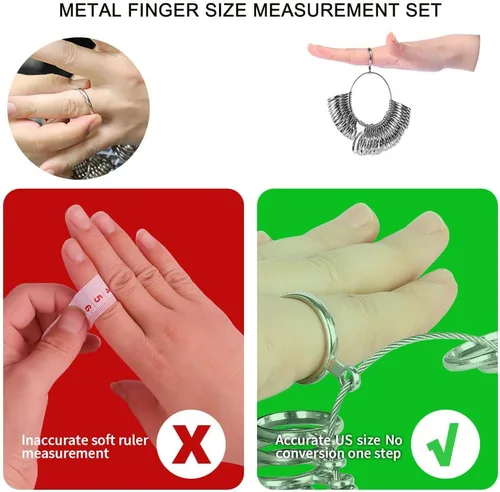 Miniatura 6 de Medidor de Talla de Anillo Herramienta de Medición Mandril de Anillo de Metal Medidor de Anillo y Medidor de Talla de Anillo para Mujeres y Hombres