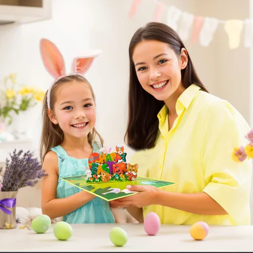 Miniatura 6 de Tarjetas emergentes de Pascua de Animal Garden, tarjeta de feliz Pascua, tarjeta de conejo de Pascua, tarjeta de felicitación de Pascua, tarjetas