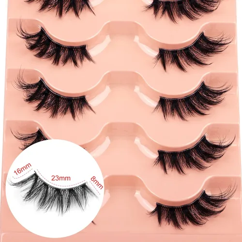 Miniatura 4 de Medias Pestañas de Aspecto Natural Ojo de Gato Pestañas Postizas Vaporosas 3D de Visón Sintético Banda Transparente Pestañas de Tira Esponjosas por