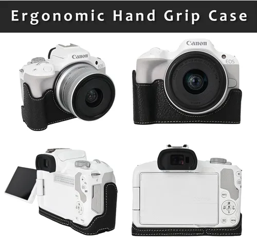 Miniatura 2 de Funda para cámara Canon EOS R50 Half Cover Case Grip BEADY PU Leather EOS r50 Funda protectora negra