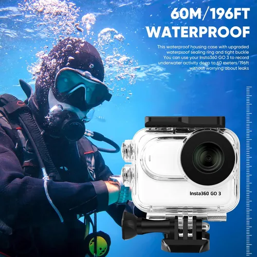 Miniatura 2 de Funda impermeable y agarre flotante compatible con Insta360 GO 3, carcasa protectora de buceo subacuático con accesorios de soporte