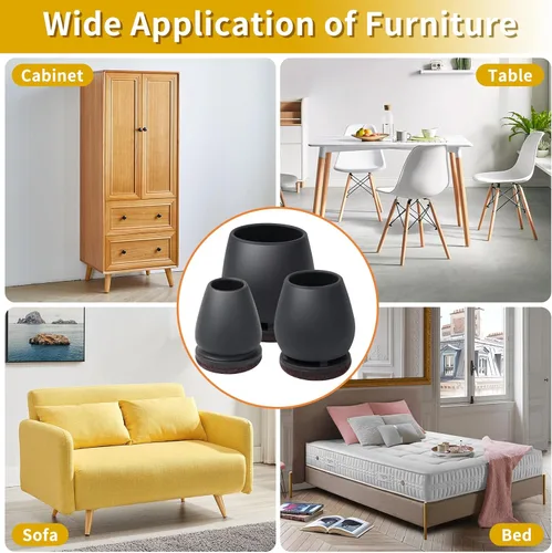 Miniatura 5 de Ezprotekt 24 piezas de protectores redondos de silicona para patas de silla para suelos de madera, almohadillas de fieltro para muebles, tapas