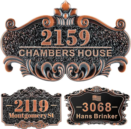 Miniatura 39 de Letrero de dirección personalizado, placa de dirección de número de casa, placa de dirección personalizada, metal o latón antiguo acrílico