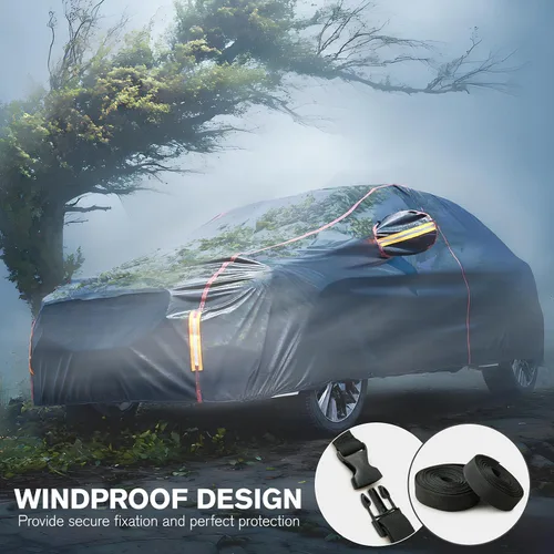 Miniatura 2 de Funda impermeable para automóvil para todo tipo de clima, 6 capas exteriores completas con cremallera de algodón, bolsillo de espejo. Funda