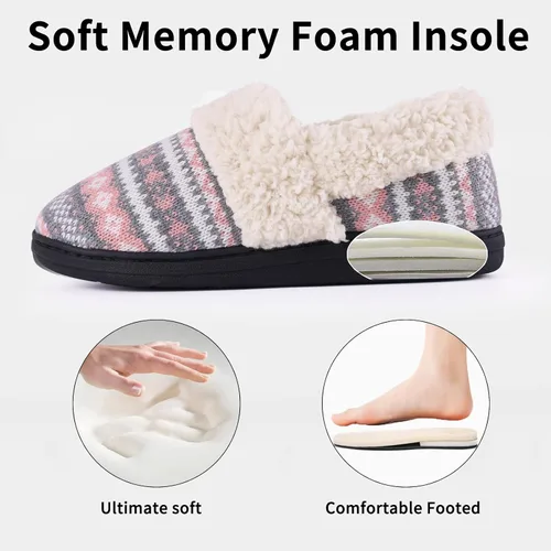 Miniatura 4 de Evshine Pantuflas mullidas de espuma viscoelástica con parte trasera cerrada para mujer, con forro polar, para interiores y exteriores