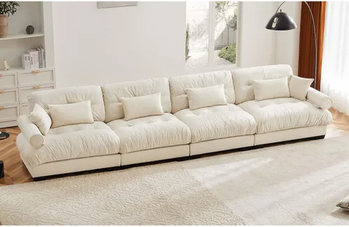Miniatura 51 de Otomana beige para sofá modular modular, sofá individual, asiento otomano para sofá modular convertible, sofás de terciopelo para sala de estar