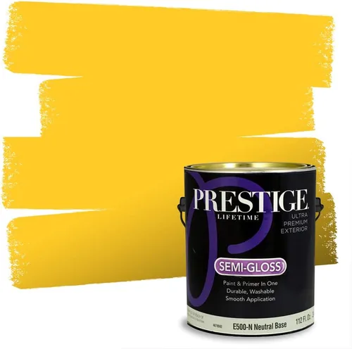 Miniatura 157 de PRESTIGE Pinturas Pintura Exterior e Imprimación En Uno, 1 Galón, Satinado, Pareja Comparable de Benjamin Moore* Amarillo* 320BM-PCM