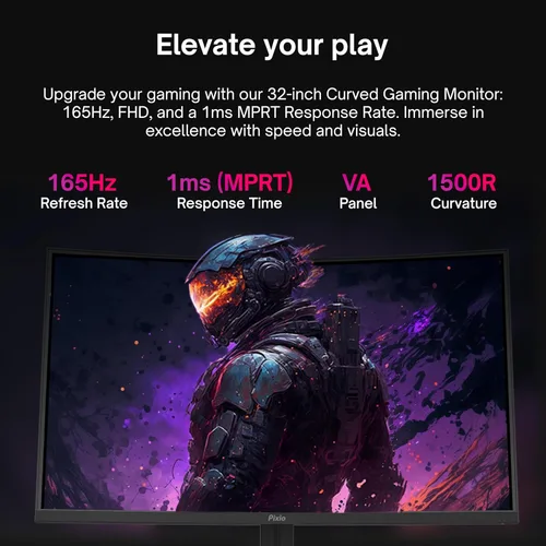 Miniatura 2 de Pixio PXC325 32 pulgadas 165Hz Frecuencia de actualización FHD 1080p Resolución 1500R Panel VA curvo 1ms MPRT Tiempo de respuesta Sincronización