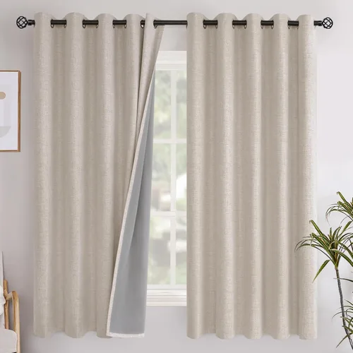 Miniatura 126 de YoungsTex - Cortinas opacas de lino para dormitorio, oscurecimiento de la habitación, cortinas con textura de lino, paneles con aislamiento térmico