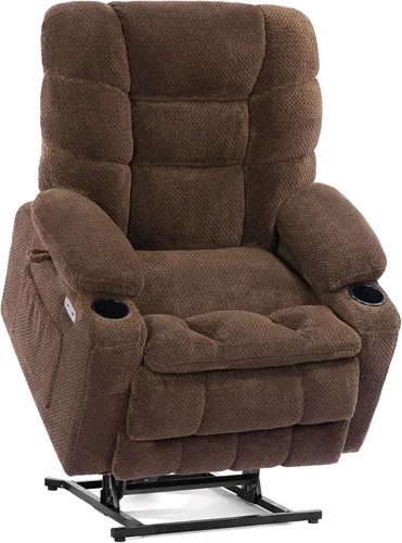 Miniatura 13 de EONIX Sillón reclinable Lay Flat Power Lift con calor y masaje, silla eléctrica de elevación de doble motor para ancianos para recuperación Gris