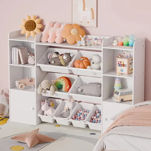 Miniatura 3 de Xilingol Organizador de almacenamiento de juguetes para niños con 8 contenedores de juguetes removibles, organizadores de juguetes de 4 niveles