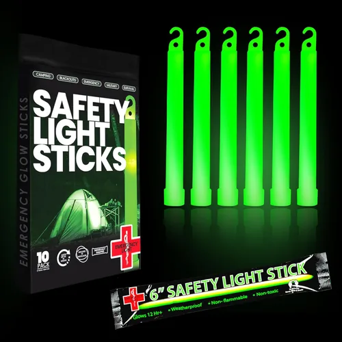 Emergencia 10 barras de luz verde ultra brillantes – Embalado individual con cordón – para supervivencia de camping – Luces brillantes para