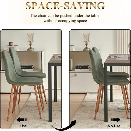 Miniatura 6 de Homedot Juego de mesa de cocina de 5 piezas para 4, mesa de comedor MDF de 47 pulgadas con grano de madera de nogal, 4 sillas tapizadas, silla