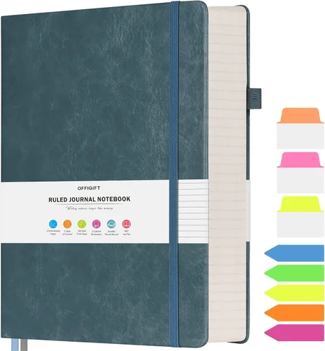 Miniatura 16 de Cuaderno rayado, cuaderno grande A5 con rayas universitarias, cuaderno de trabajo de 312 páginas numeradas con calcomanías de índice, papel grueso