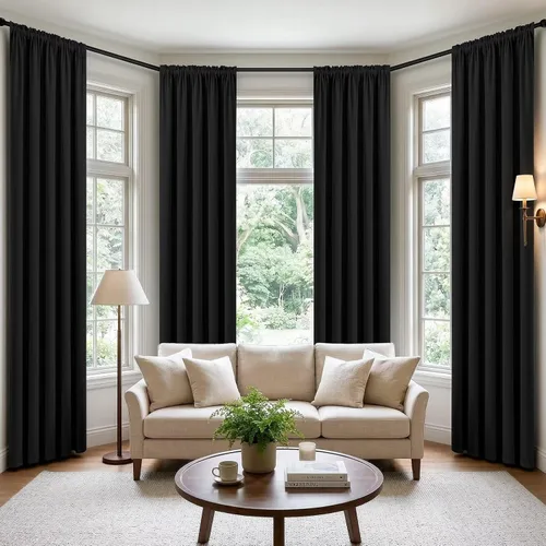 Miniatura 23 de CUCRAF - Cortinas opacas beige de 45 pulgadas, juego de 2 paneles con bolsillo para barra, cortinas para oscurecer dormitorios y sala de estar