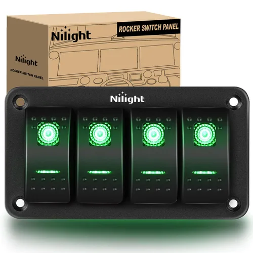 Miniatura 38 de Nilight Panel de interruptor basculante de 2 posiciones, 12V 24V DC, interruptores rojos, aluminio, 5 pines, ON OFF, precableado, impermeable