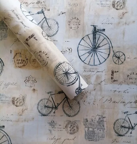 Papel tapiz vintage para bicicleta y bicicleta, autoadhesivo, para despegar y pegar, papel de contacto de pared extraíble, cubierta decorativa
