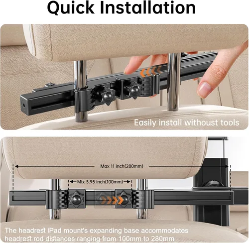 Miniatura 7 de Soporte universal para tablet para reposacabezas para accesorios de automóvil, hecho de aluminio de grado aeronáutico, soporte universal para tablet