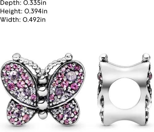 Miniatura 5 de PANDORA Joyería de cristal de mariposa rosa y circonita cúbica en plata de ley Metal Cristal Circonita cúbica