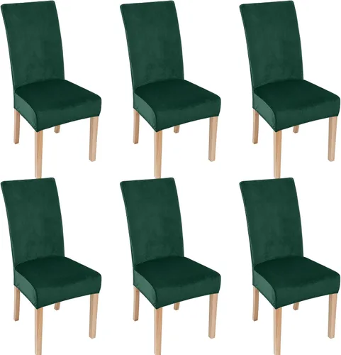 Miniatura 20 de smiry - Fundas para sillas de comedor de terciopelo elástico y suave, extraíbles, Terciopelo, Beige