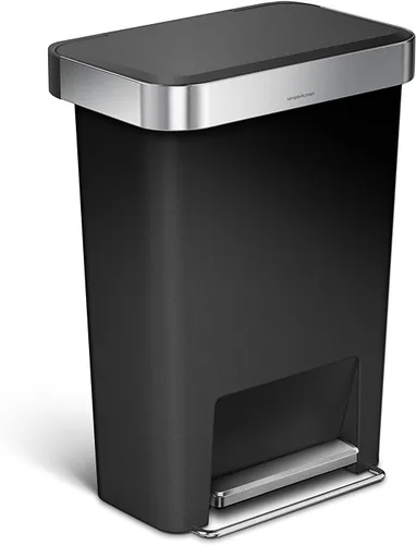 Miniatura 12 de Simplehuman Bote de basura con pedal híbrido, de 45 litros / 12 galones, rectangular para cocina, con base ancha y estable con pedal de acero