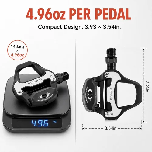 Miniatura 3 de WOWSPORT Look Keo Pedales de bicicleta de carretera, pedales ligeros sin clip con rodamientos sellados y cuerpo de nailon/carbono Husillo de 9/16