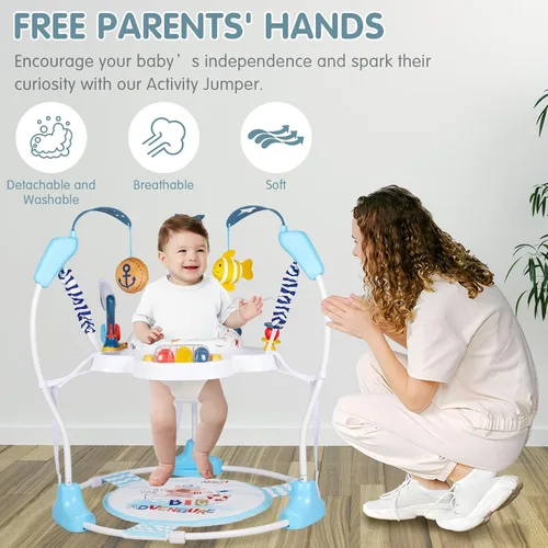Miniatura 3 de Centro de Actividad para Bebé, Saltador de Bebé 3 en 1, Centro de Actividad Infantil con Asiento Giratório 360°, Música, Luces, 3 Alturas