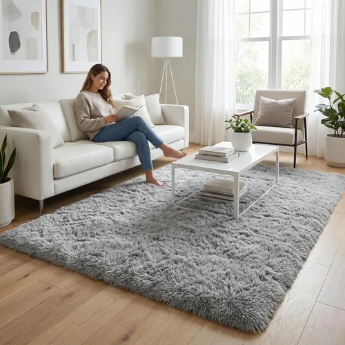 Miniatura 9 de Merelax Alfombra Moderna Suave y Esponjosa Shaggy para Dormitorio Sala de Estar Decoración de Sillas Pequeñas Alfombras Tapetes para Pies Piso, Verde