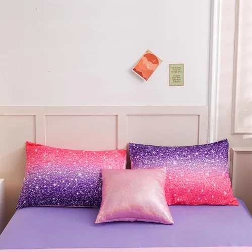 Miniatura 6 de A Nice Night Juego de Edredón para Niñas Tamaño Twin 6 Piezas Cama en una Bolsa Ropa de Cama 3D Colorida Brillante Galaxia Arcoíris
