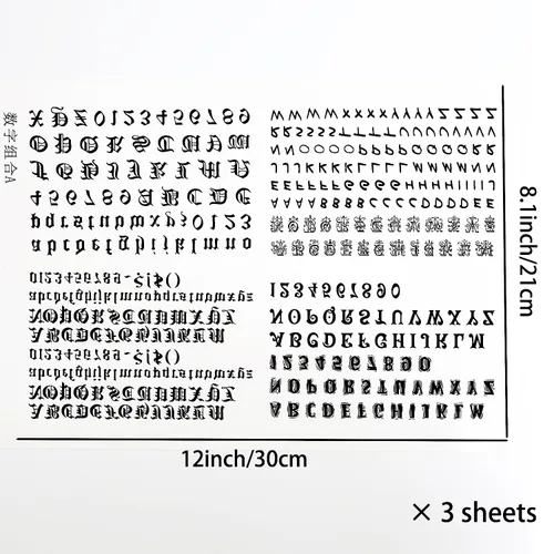 Miniatura 2 de 30 hojas de calcomanías temporales para tatuajes del alfabeto, tatuajes de dedos, letras negras en inglés, nombre de bricolaje, tatuajes de corona
