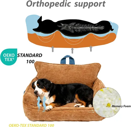Miniatura 5 de Cama lavable para perro, cama para perro de tamaño mediano, cama para perro de espuma viscoelástica, sofá cama para perro, cálido y cómodo, M