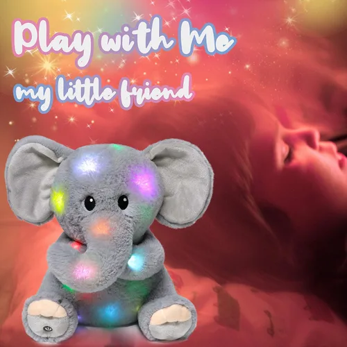 Miniatura 6 de Hopearl Elefante de peluche con luces LED, flexible, con luces de noche que brillan en la oscuridad, para festival, cumpleaños, niños pequeños