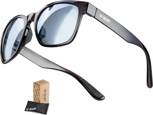 Miniatura 13 de V-SUP TR90 - Gafas de sol de ciclismo con protección UV400, ajustables y ultraligeras con estuche para correr y uso al aire libre Blakc+rojo(4331)