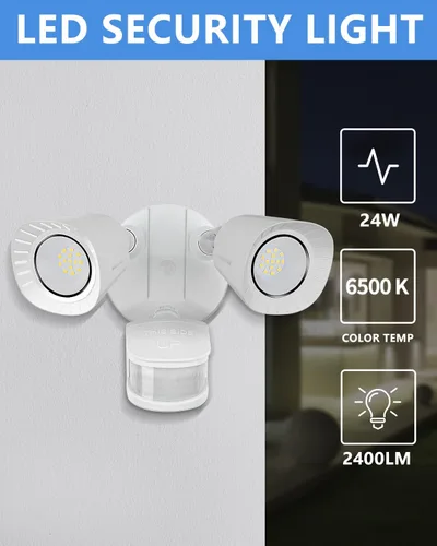 Miniatura 4 de UFOND Luces LED de seguridad para exteriores, luz con sensor de movimiento, 2400 lúmenes, reflectores de aluminio, impermeable, ángulo ajustable