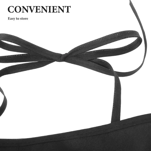 Miniatura 3 de CHILDWEET Multi-pocket Cleaning Apron for Women and Men Black Sturdy Polyester Work Apron with Adjustable Straps Gardening Dishwashing
