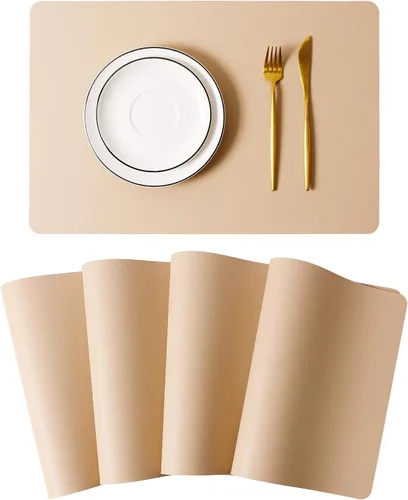 Miniatura 23 de Manteles individuales lavables de cuero para mesa, impermeables, resistentes al calor, fáciles de limpiar para mesa de comedor, cocina
