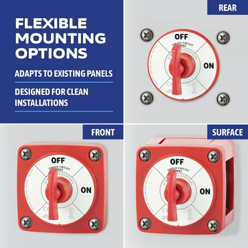 Miniatura 4 de Blue Sea Systems 6005 Serie m - Interruptor Aislador de Batería ON/OFF con Llave de Bloqueo, Rojo