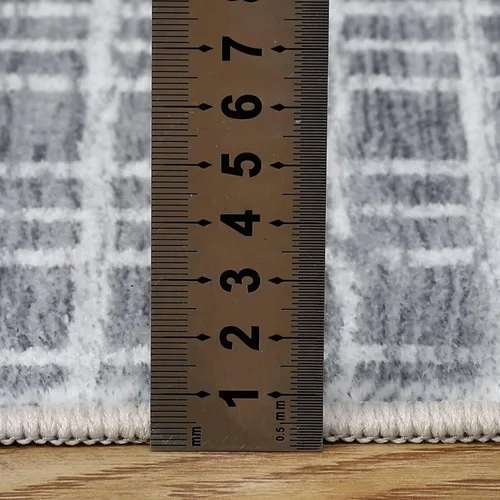Miniatura 4 de GAOMON Alfombra Corredor de Área de 2 x 6 pies moderna geométrica gris de lana sintética antideslizante de pelo bajo hecha a máquina lavable