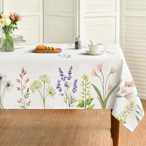 Miniatura 8 de Horaldaily Mantel de Primavera 52×70 Pulgadas Rectangular, Acuarela Flores Silvestres Florecientes Floral Verde Lavable Cubierta de Mesa Estacional
