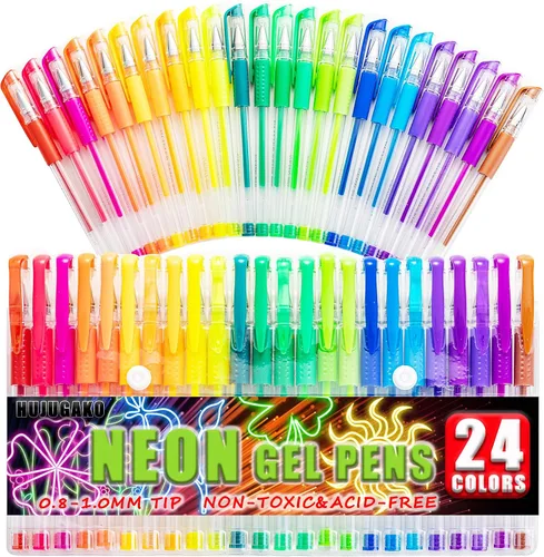 Miniatura 8 de Paquete de 48 bolígrafos de gel azules, 24 bolígrafos de gel de colores con 24 repuestos, 40% más de tinta para escribir suavemente para adultos