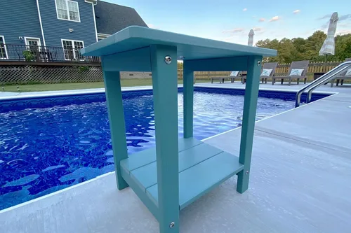 Miniatura 7 de Mesa auxiliar doble Adirondack Meluvici resistente a la intemperie, mesa de centro rectangular para exterior para silla Adirondack, Aruba