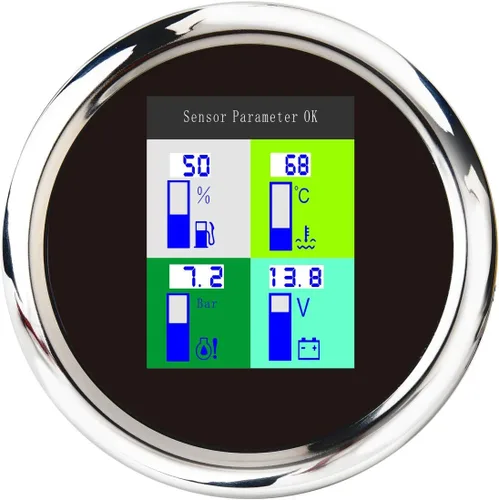 ELING Voltímetro multifuncional 4 en 1 de 3.346 in, presión de aceite, nivel de combustible, medidor de temperatura del agua 9-32 V para automóvil,