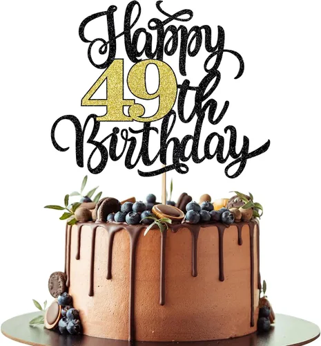 Miniatura 17 de Decoración para tarta de cumpleaños número 100, decoración de pastel de cumpleaños con purpurina negra y dorada, suministros de decoración de 100