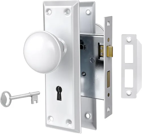 Miniatura 9 de Paquete de 2 pomos de puerta falsos vintage de una cara para interiores, pomos de puerta falsos de placa larga antiguos en níquel cepillado