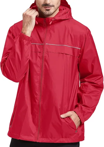 Miniatura 31 de SWISSWELL Chaqueta impermeable para hombre, rompevientos, ligera con capucha para uso diario casual
